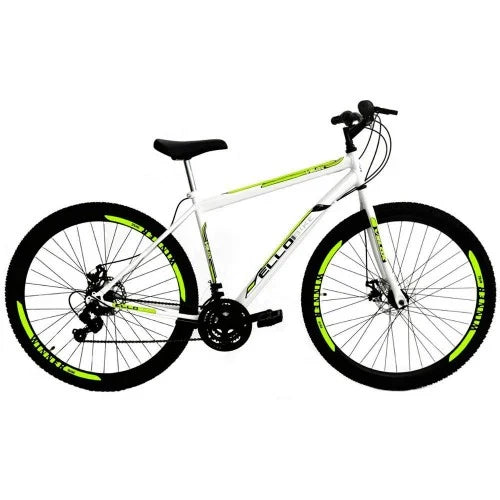 Bicicleta Aro 29 Freio a Disco 21 Marchas Branco e Amarelo