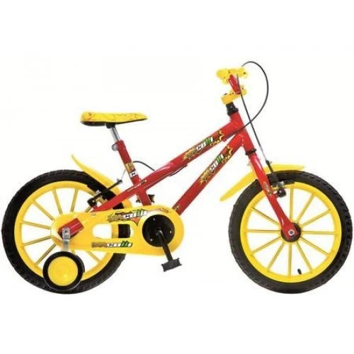Bicicleta Infantil Aro 16 Colli Hot Freio V-Brake em Aço Carbono - Amarelo/Vermelho