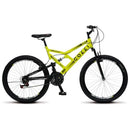 Bicicleta gps Aro 26 Aço 21 Marchas Dupla Suspensão Freio V-Brake Amarelo Neon – Colli Bike