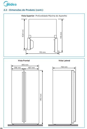 Refrigerador/Geladeira Midea Side by Side 528L