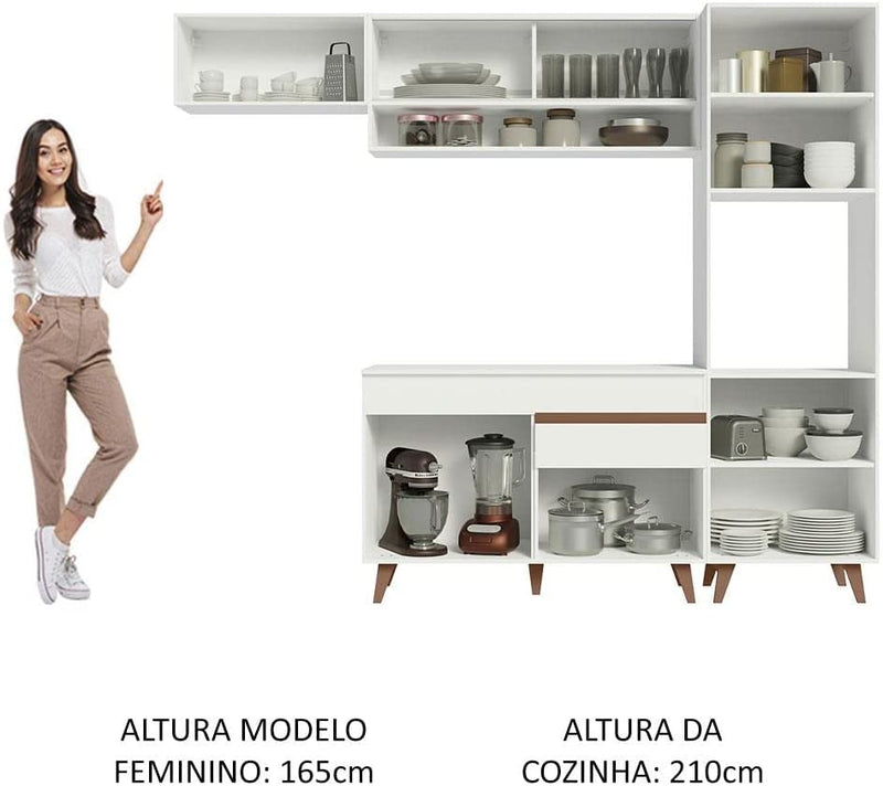 Cozinha Completa Madesa Reims 250004 com Armário e Balcão - Branco