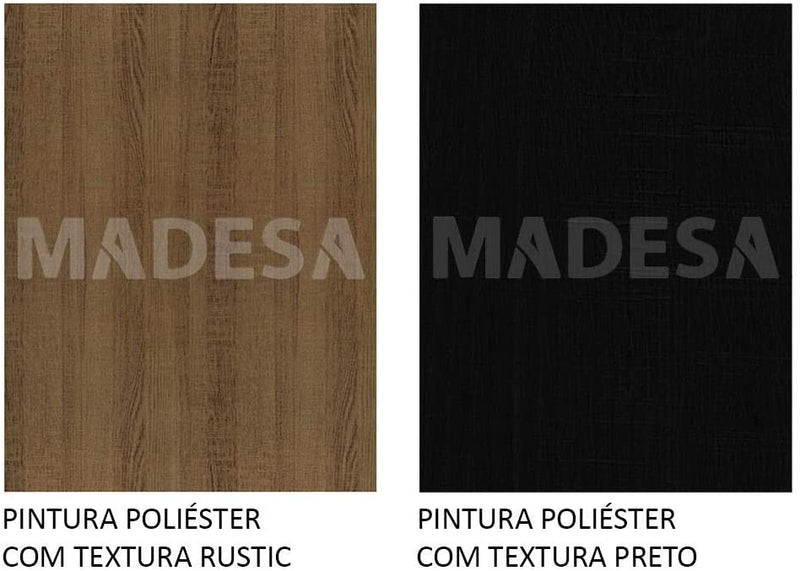 Cozinha Completa Madesa Emilly Fire com Balcão e Armário Aéreo Reflex - Rustic/preto