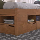 Cama Queen Multifuncional Madeira Maciça 6 Gavetas Charme Inter Link Amendoa