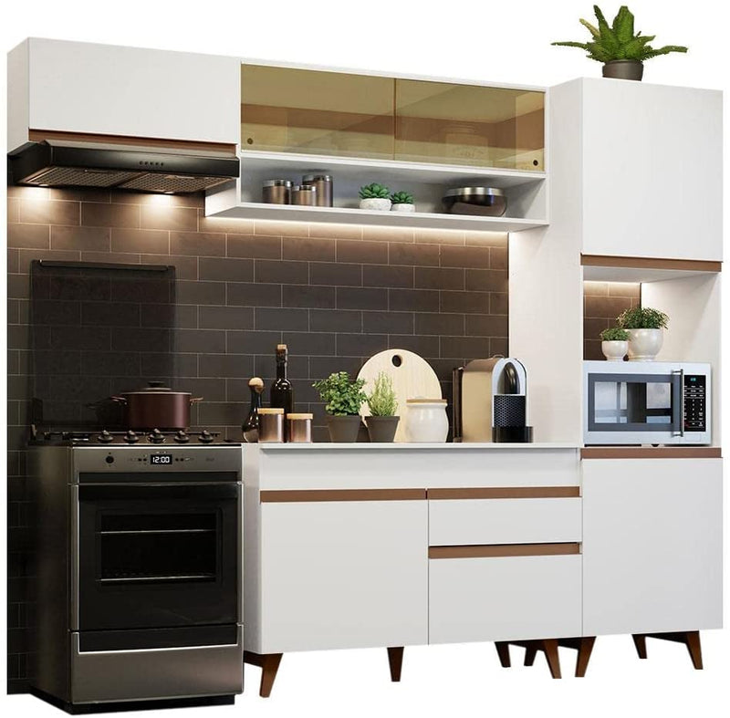 Cozinha Completa Madesa Reims 250004 com Armário e Balcão - Branco