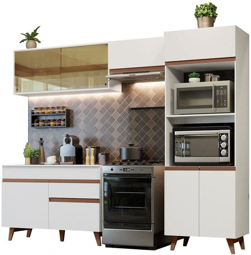 Cozinha Completa Madesa Reims Xc260001 com Armário, Balcão e Tampo - Branco