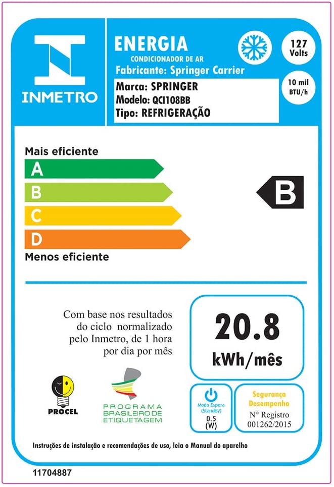 Ar Condicionado de Janela Mecânico, Springer, Branco, 10.000 BTU/h Frio, 110v, Midea