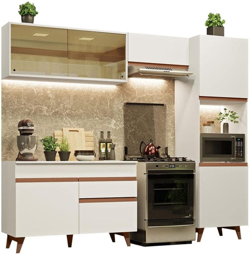 Cozinha Completa Madesa Reims Xa250003 com Armário e Balcão - Branco