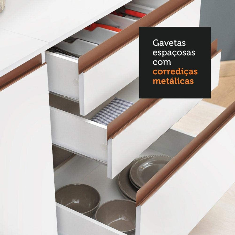 Cozinha Completa Madesa Reims Xa250003 com Armário e Balcão - Branco
