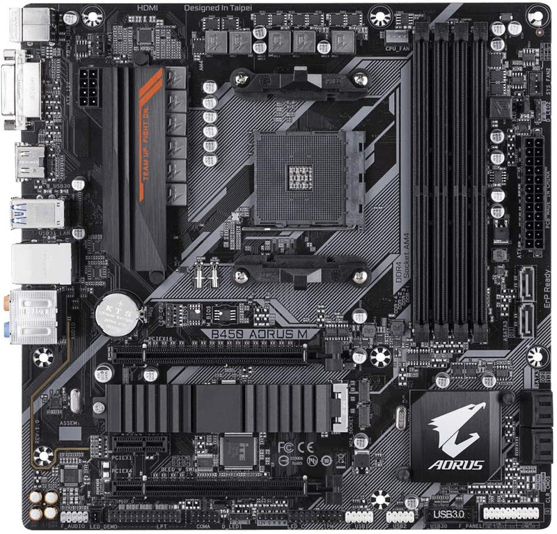 Placa-mãe Gigabyte Aorus B450 Aorus M, AMD AM4, mATX, DDR4