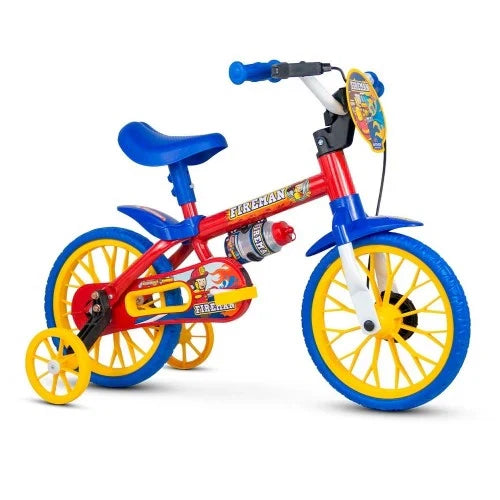 Bicicleta Infantil Aro 12 com rodinhas Nathor Fireman de 3 a 5 anos