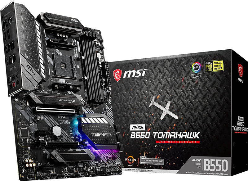 MSI Placa-mãe para jogos MAG B550 TOMAHAWK (AMD AM4, DDR4, PCIe 4.0, SATA 6Gb/s, M.2, USB 3.2 Geração 2, HDMI/DP, ATX, processadores AMD Ryzen série 5000)