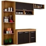 Armário De Cozinha Linda 4 Peças 3 Portas Terraro/ Preto - At. Home