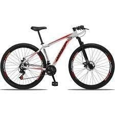 Bicicleta Aro 29 DROPP Aluminum 21 Marchas Freio a Disco Branco e Vermelho 21
