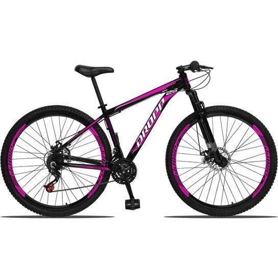 Bicicleta Aro 29 DROPP Aluminum 21 Marchas Freio a Disco Preto e Rosa 21