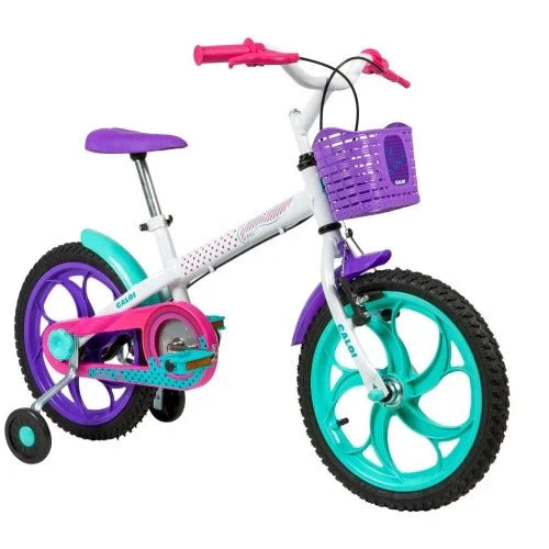 Bicicleta Infantil Aro 16 Caloi Ceci Freio a Tambor Cestinha - Branco/Roxo