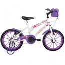 Bicicleta Infantil Aro 16 Status Bikes Kiss Freio V-Brake Cestinha - Branco/Violeta