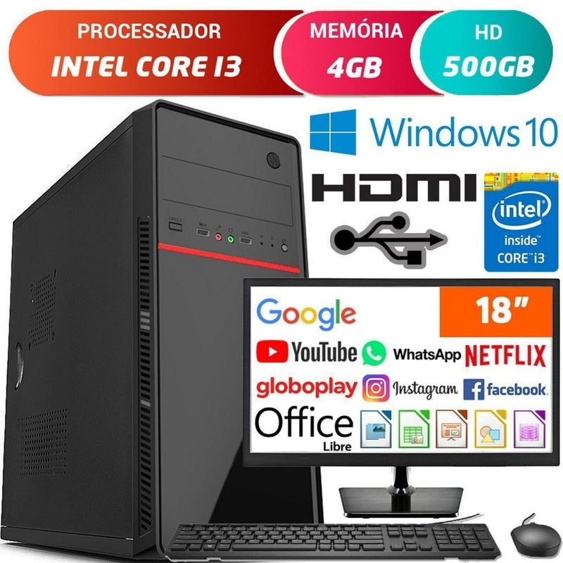 Computador Desktop Intel Core i5 3.40Ghz 4GB HD 500GB Wifi HDMI Full HD EasyPC SlimDesk