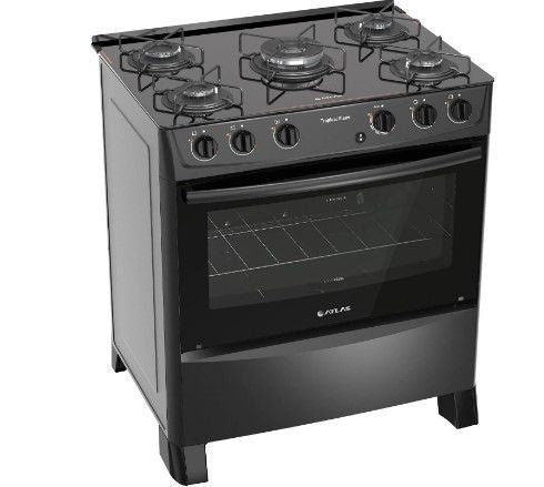 Fogão 5 Bocas Atlas Tropical Glass Preto