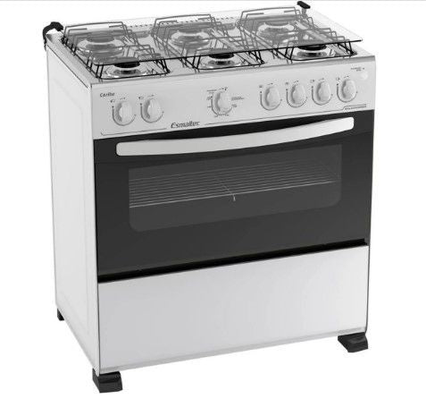 Fogão 6 Bocas Esmaltec Branco - Acendimento Automático Caribe
