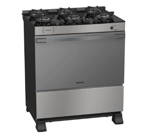 Fogao A Gás Picasso Vitreo 6 Bocas Gás Glp Cor Inox - Venax - Bivolt