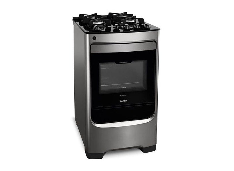 Fogão Piso Consul 4 Bocas CFO4V Mesa de Vidro Inox Bivolt