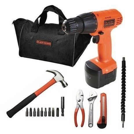 Furadeira Parafusadeira 12V CD121KA-BR com 15 Acessórios e Bolsa - Black+Decker
