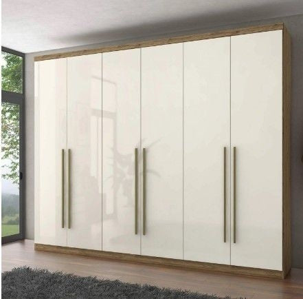 Guarda Roupa Casal 6 Portas 3 Gavetas Melvin Siena Móveis Rústico/Off