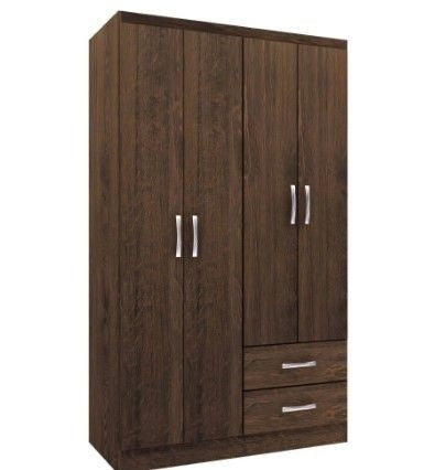 Guarda Roupa Solteiro Treviso 4 Portas 2 Gavetas Amarula - Doripel