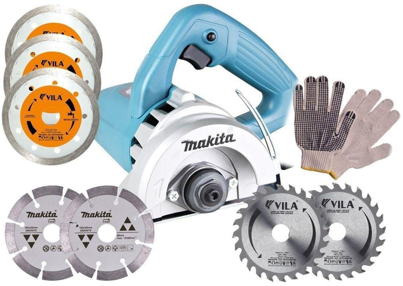 Serra Mármore 4.3/8 POL 1300W Modelo 4100NH3Z MAKITA + 3 Discos Diamantados + 1 para Madeir